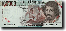 100000 Italiaanse lire-biljet